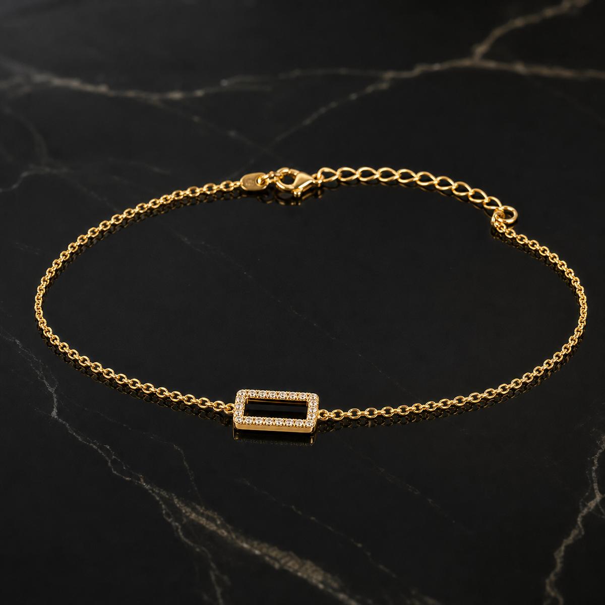 Golden Baguette Frame Anklet product image 3