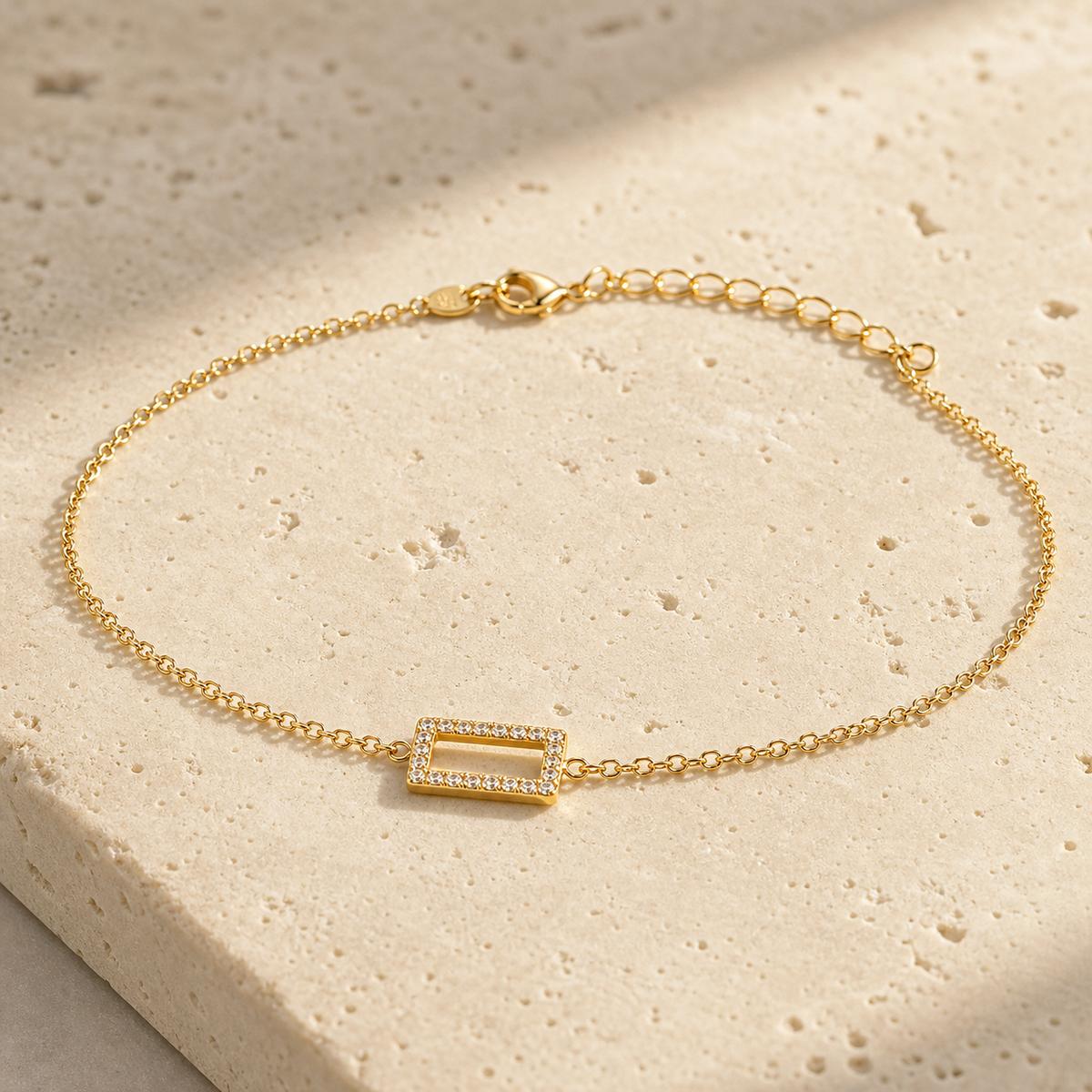 Golden Baguette Frame Anklet product image 6