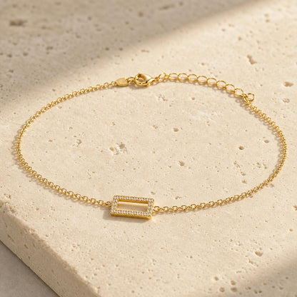 Golden Baguette Frame Anklet product image 6