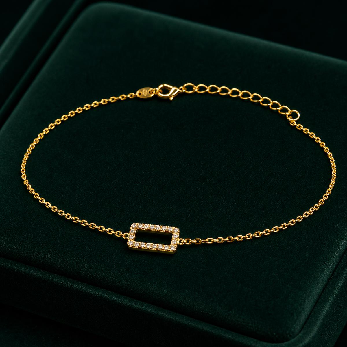Golden Baguette Frame Anklet product image 7
