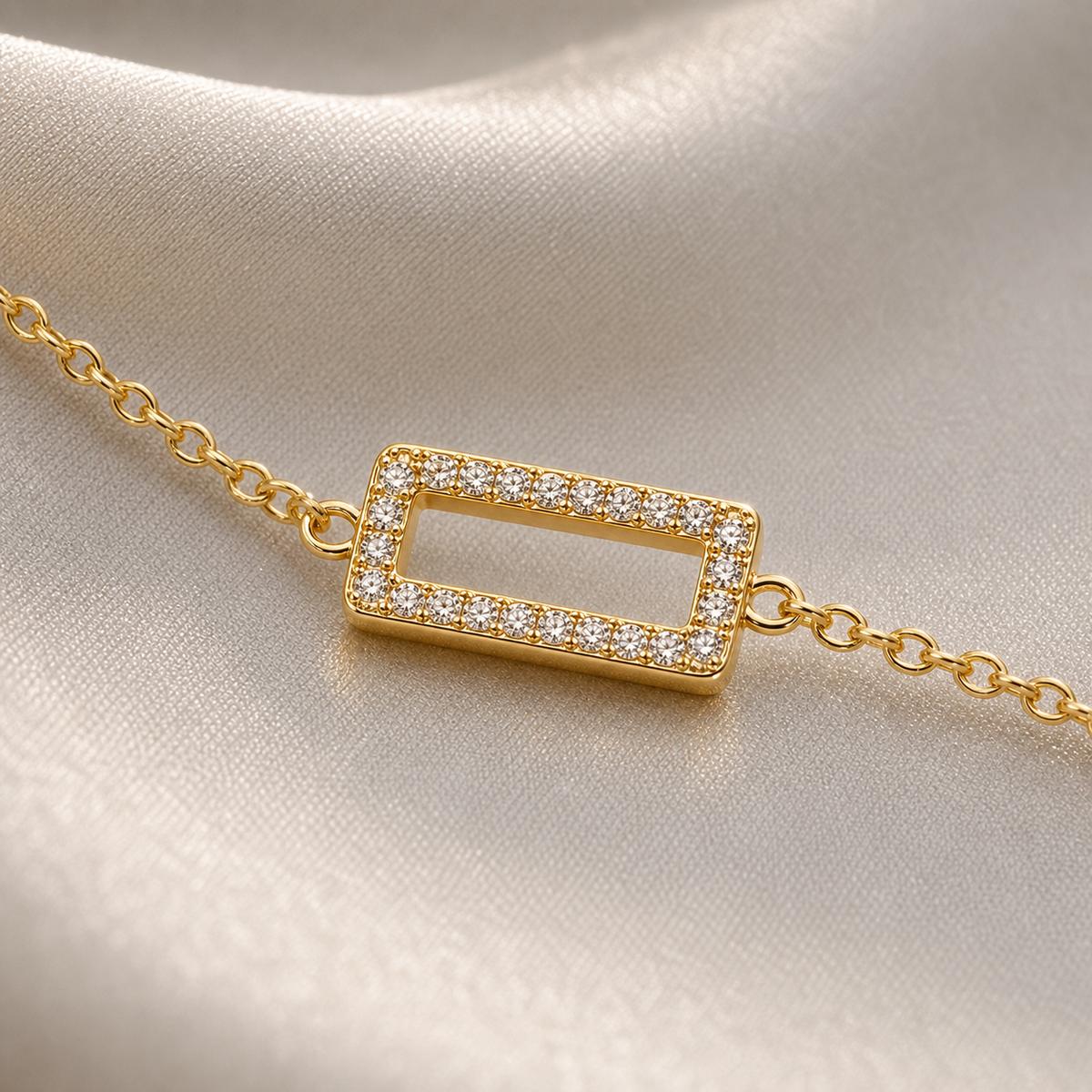 Golden Baguette Frame Anklet product image 9