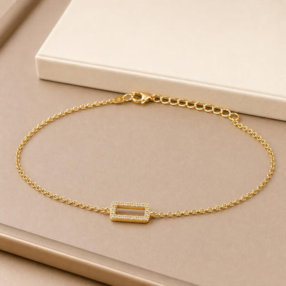 Golden Baguette Frame Anklet product image 10
