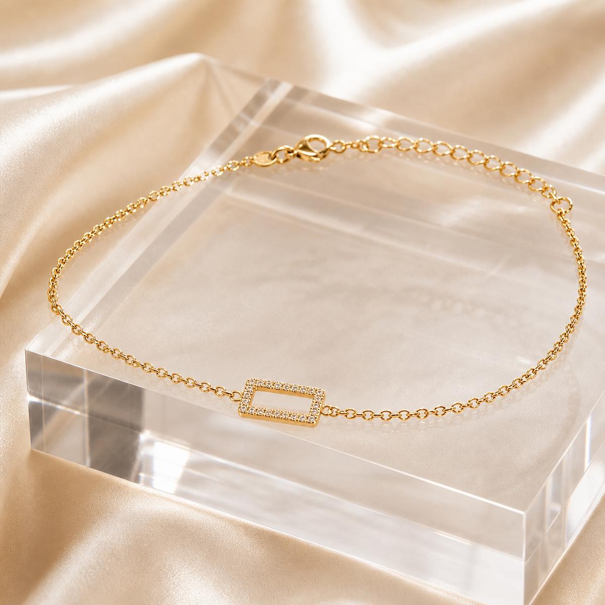 Golden Baguette Frame Anklet product image 12