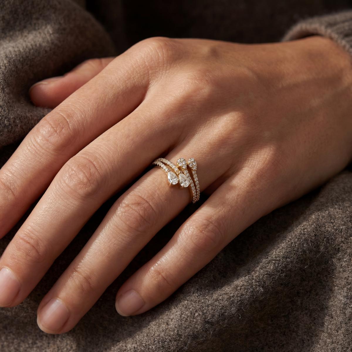 Golden Adjustable Blush Teardrop Ring product image 7