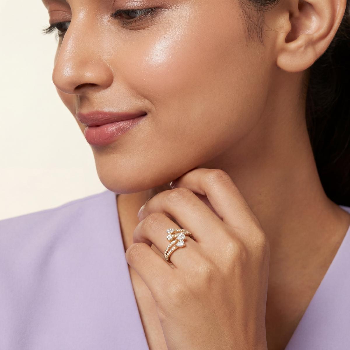 Golden Adjustable Blush Teardrop Ring product image 8