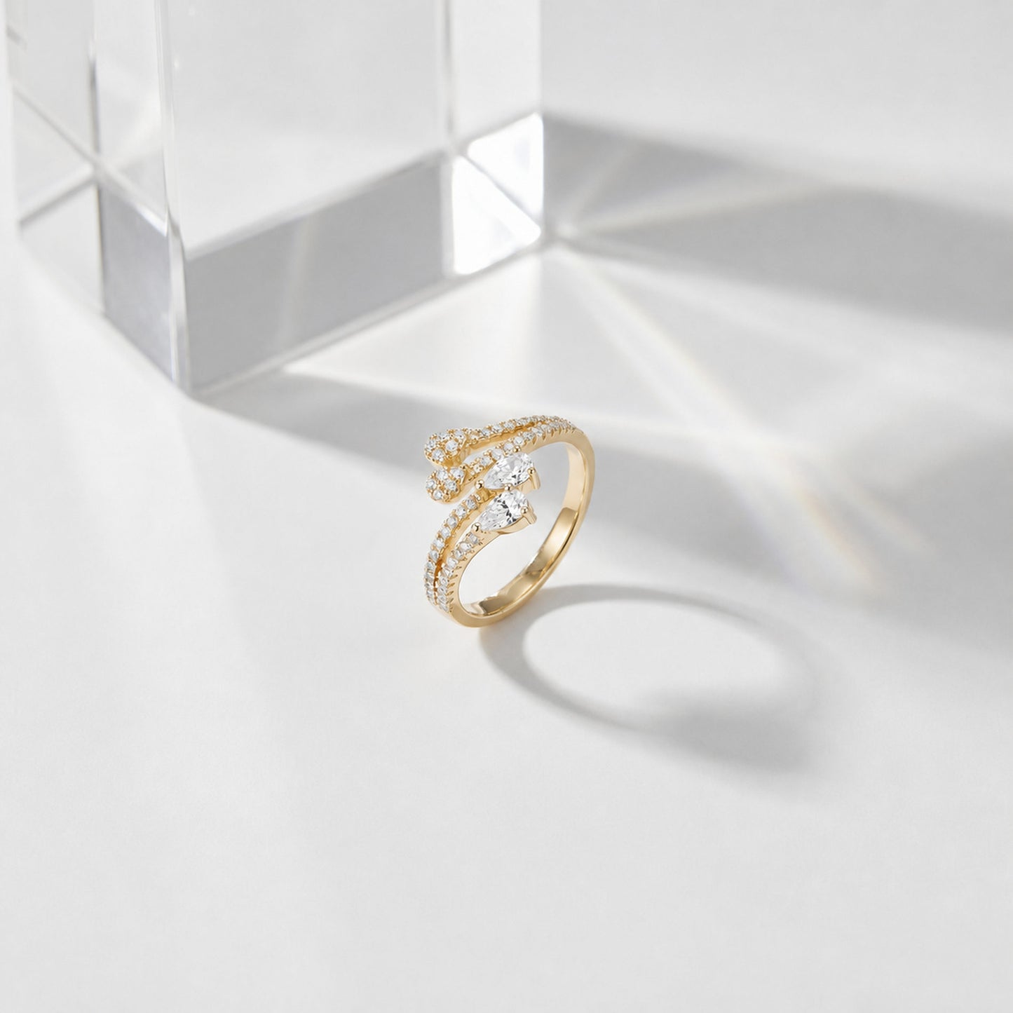 Golden Adjustable Blush Teardrop Ring product image 4