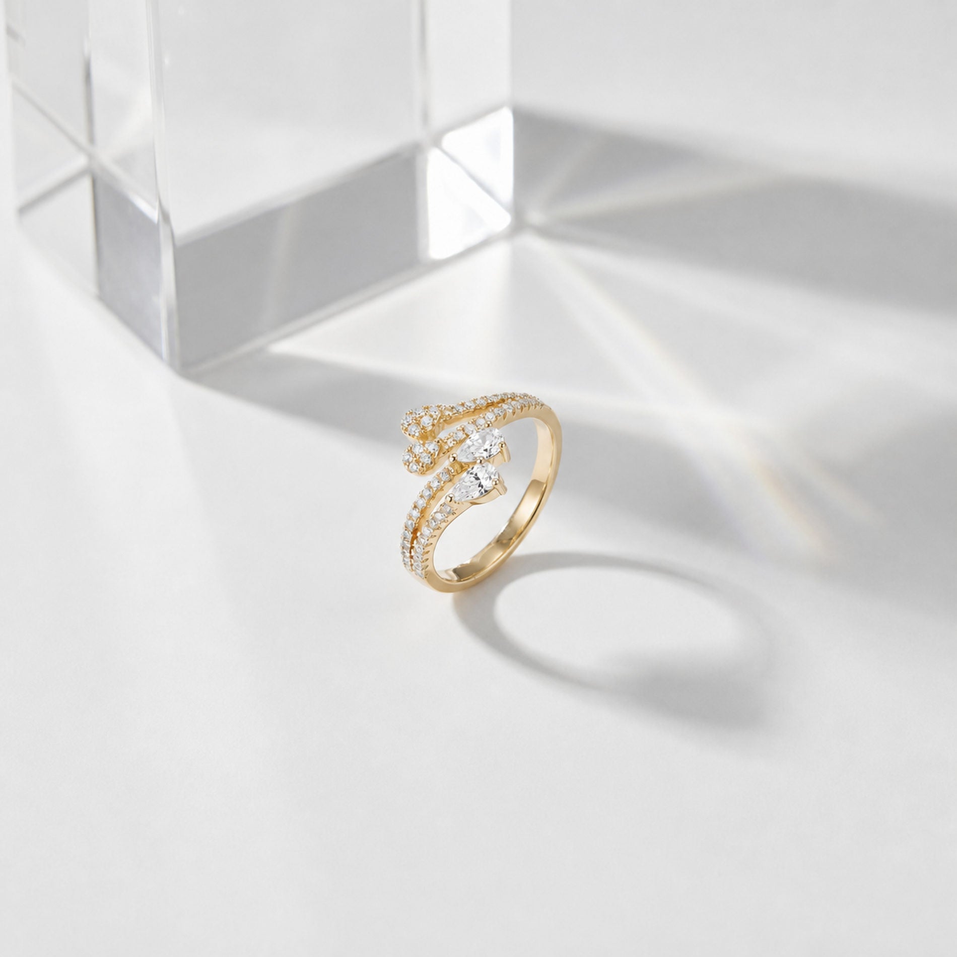 Golden Adjustable Blush Teardrop Ring product image 4