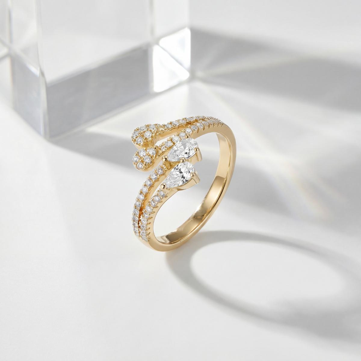 Golden Adjustable Blush Teardrop Ring product image 3
