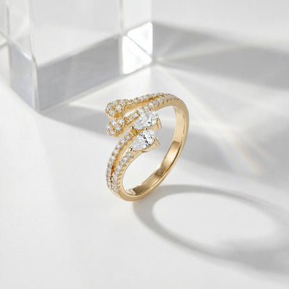 Golden Adjustable Blush Teardrop Ring product image 3