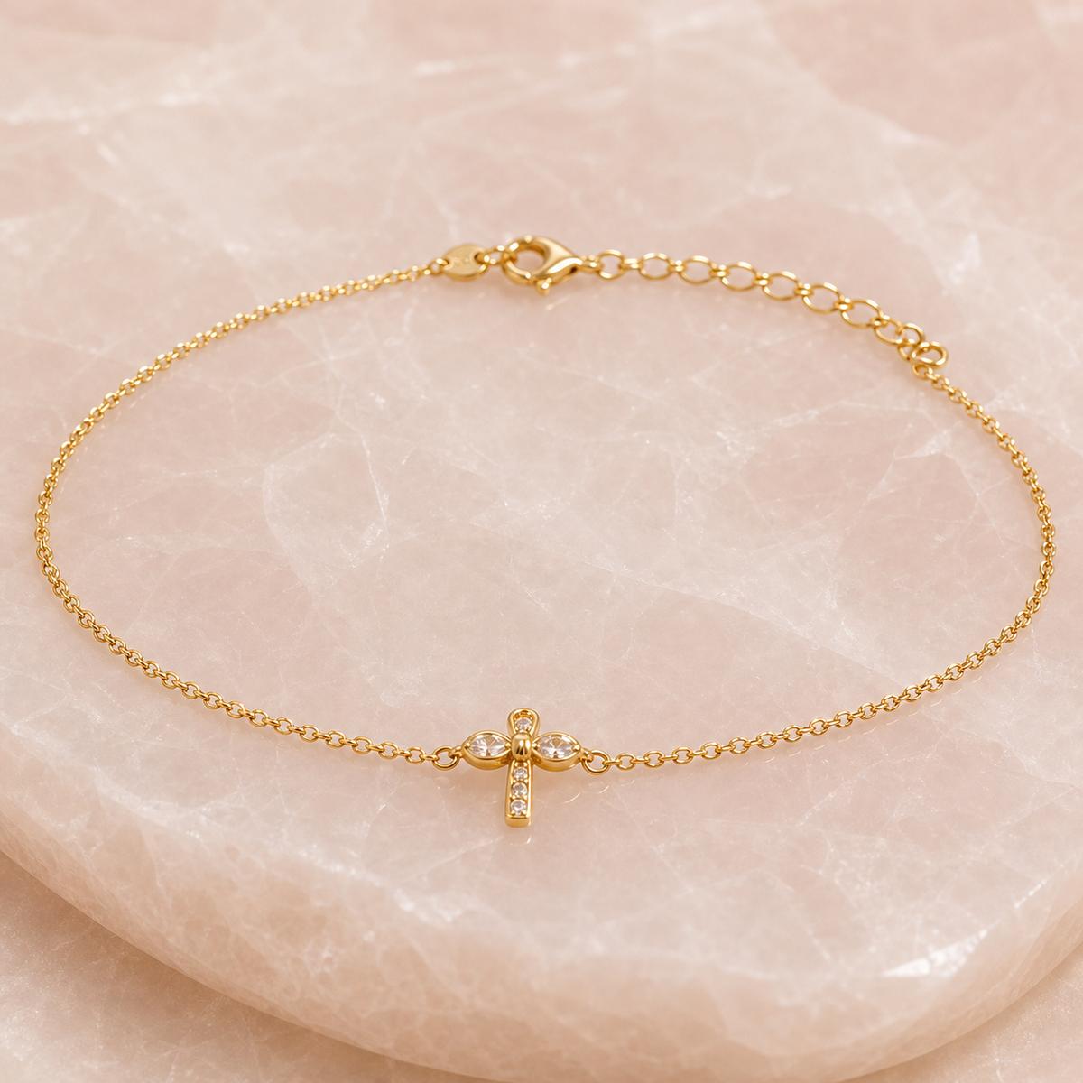 Golden Bow Cross Anklet product image 2