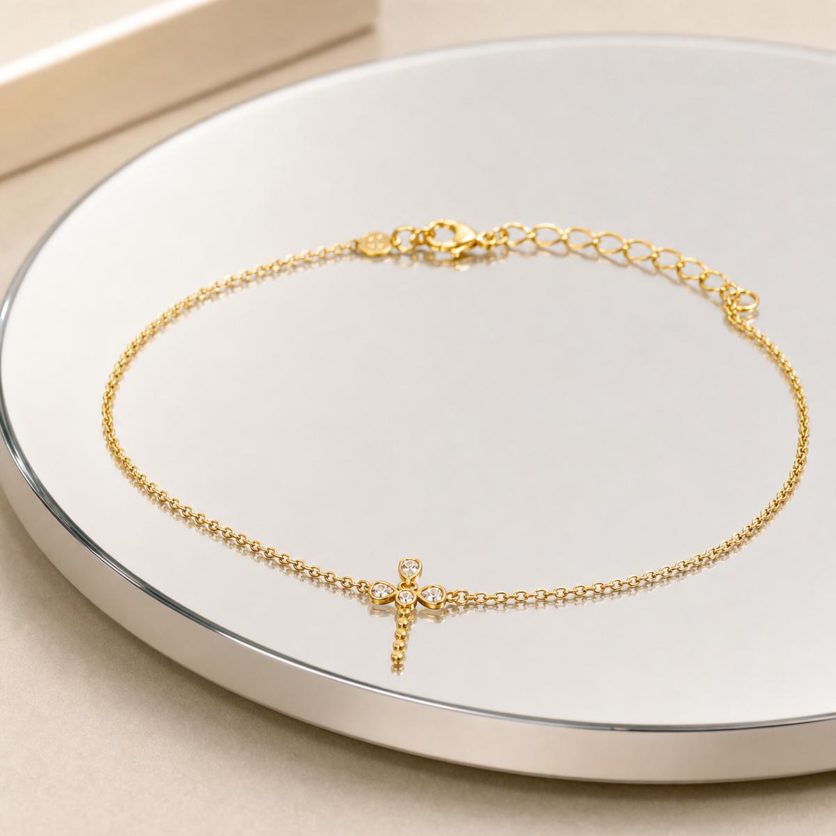 Golden Bow Cross Anklet product image 5