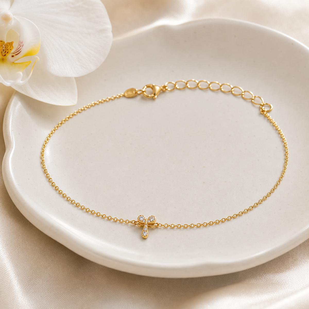 Golden Bow Cross Anklet product image 7