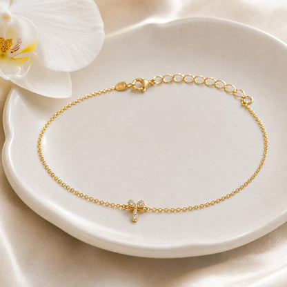 Golden Bow Cross Anklet product image 7