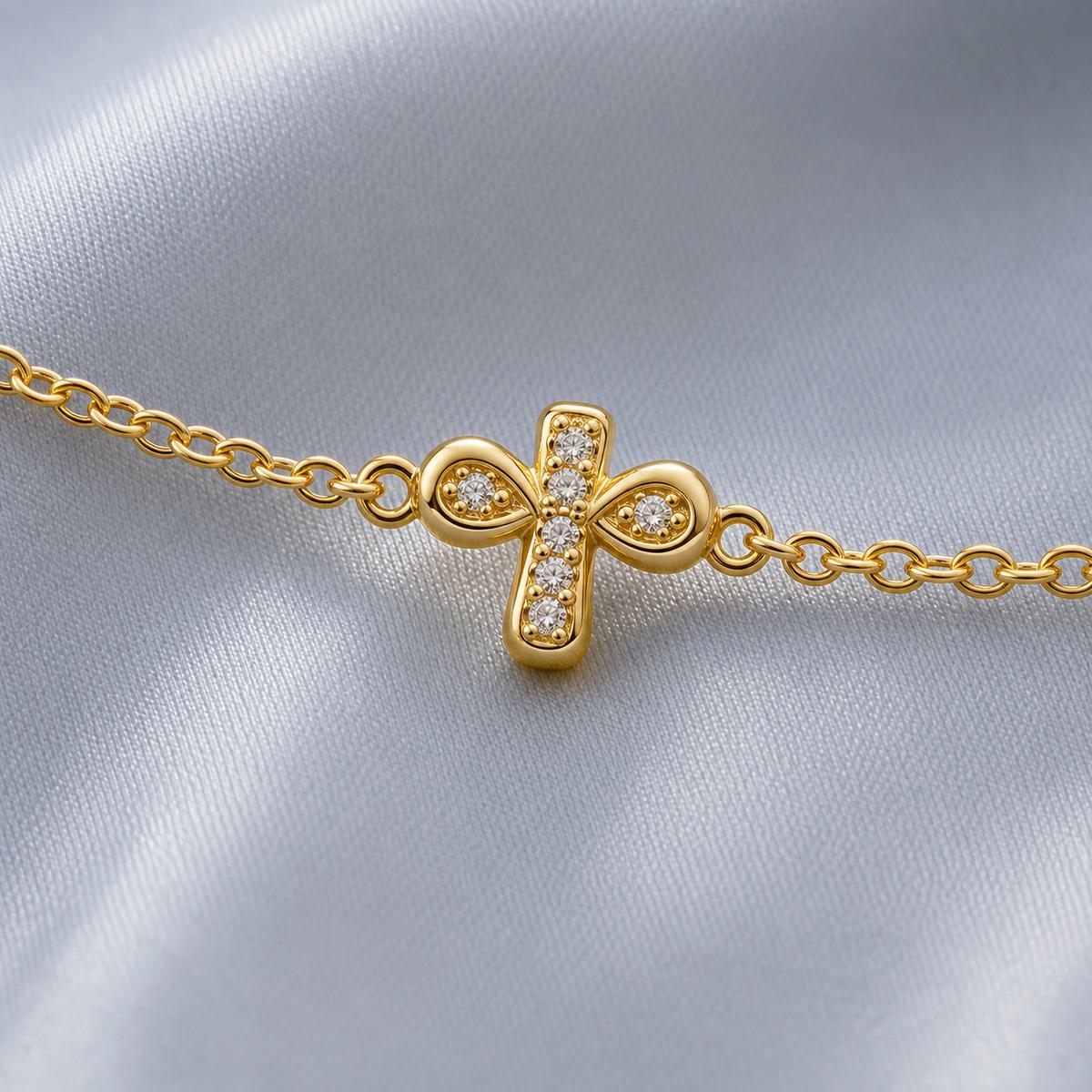 Golden Bow Cross Anklet product image 9