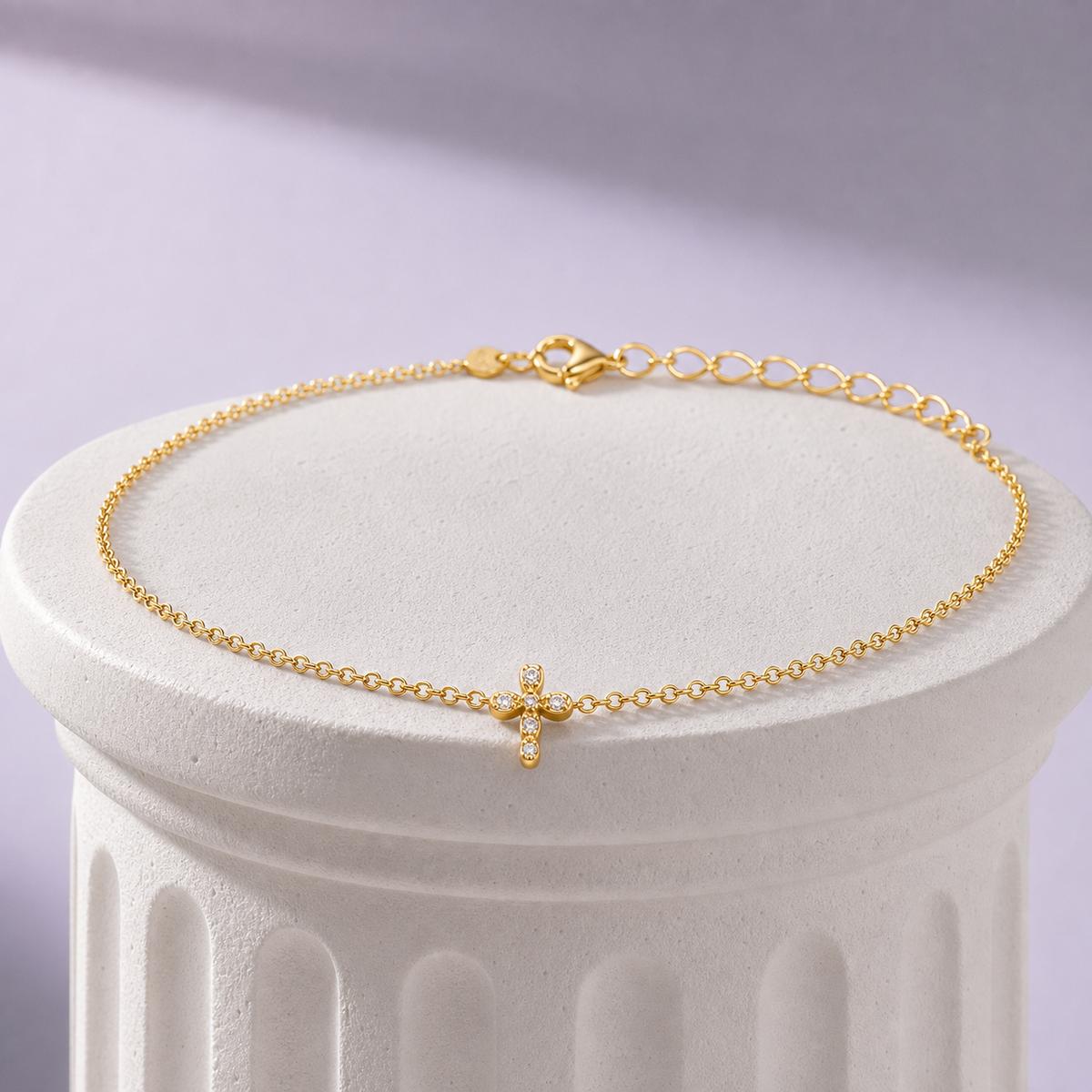 Golden Bow Cross Anklet product image 12