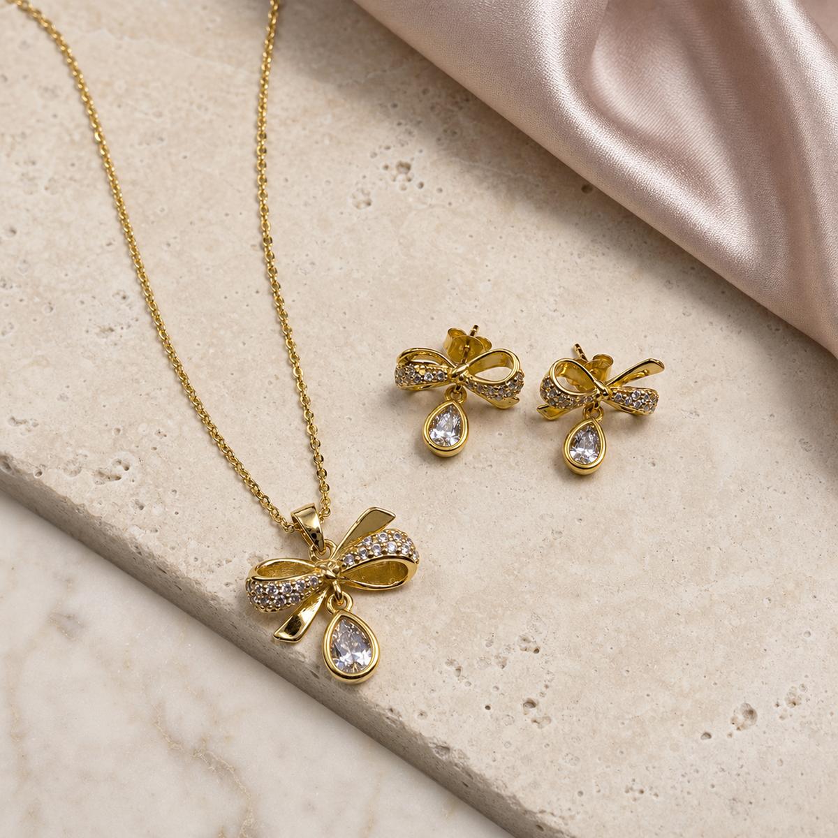 Golden Bow Drop Bloom Jewellery Set product image 3