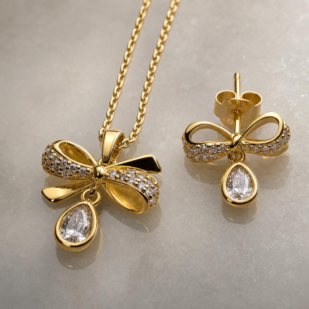 Golden Bow Drop Bloom Jewellery Set product image 4