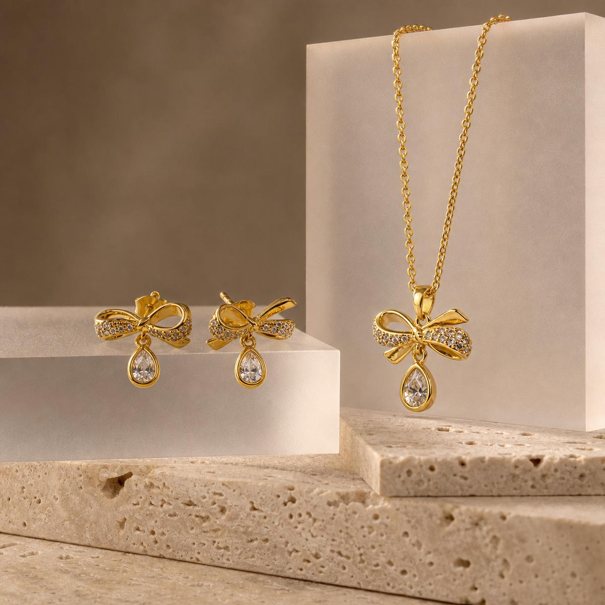Golden Bow Drop Bloom Jewellery Set product image 5