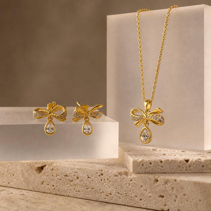 Golden Bow Drop Bloom Jewellery Set product image 5