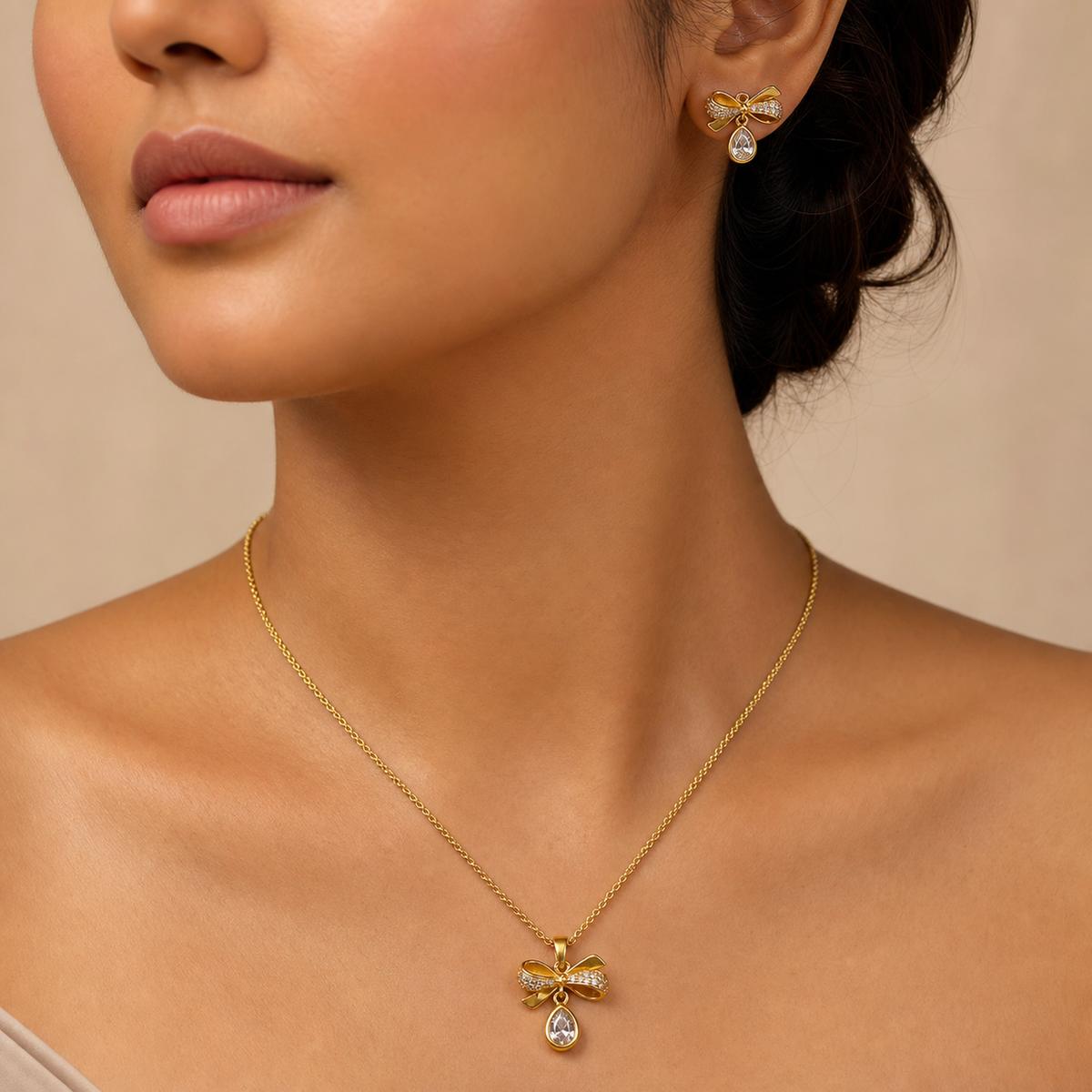 Golden Bow Drop Bloom Jewellery Set product image 6
