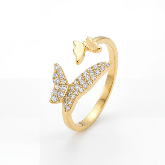 Golden Adjustable Butterfly Spark Ring product image 1