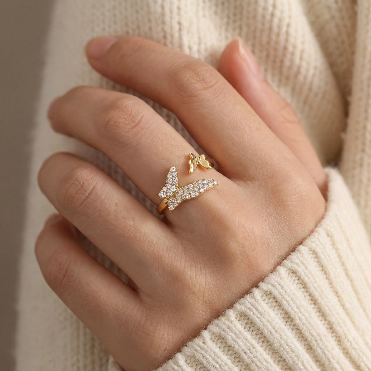 Golden Adjustable Butterfly Spark Ring product image 4