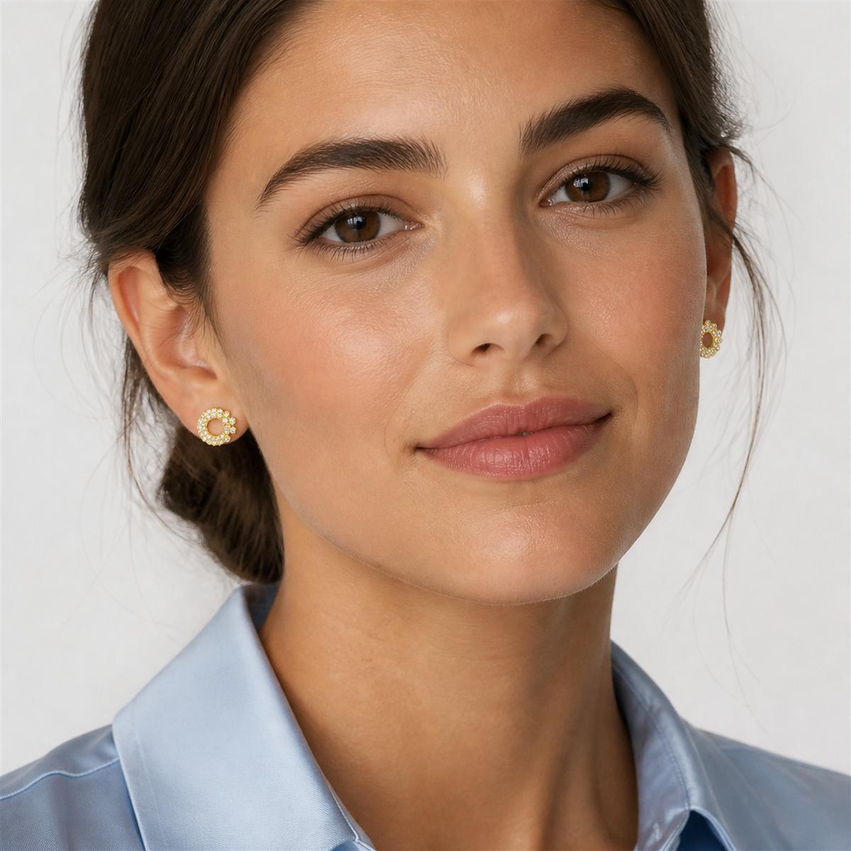 Golden Celeste Crescent Cluster Earrings product image 3