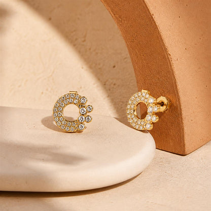 Golden Celeste Crescent Cluster Earrings product image 5