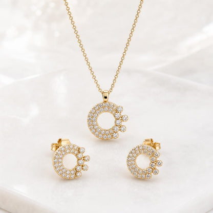 Golden Crescent Halo Jewellery Set product image 1