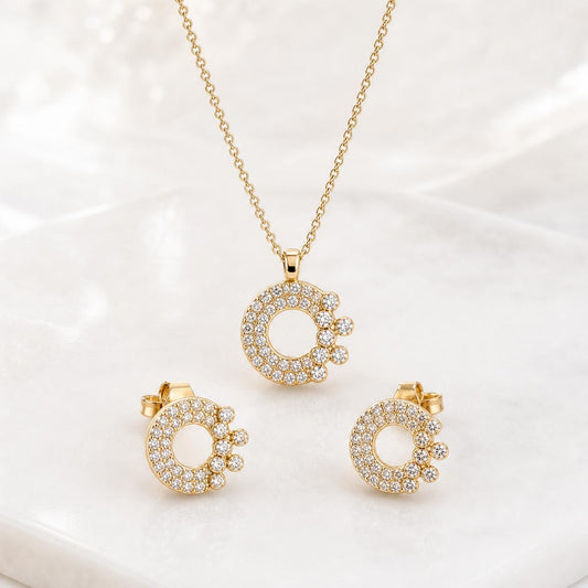 Golden Crescent Halo Jewellery Set product image 1