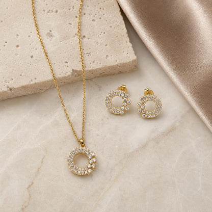 Golden Crescent Halo Jewellery Set product image 3