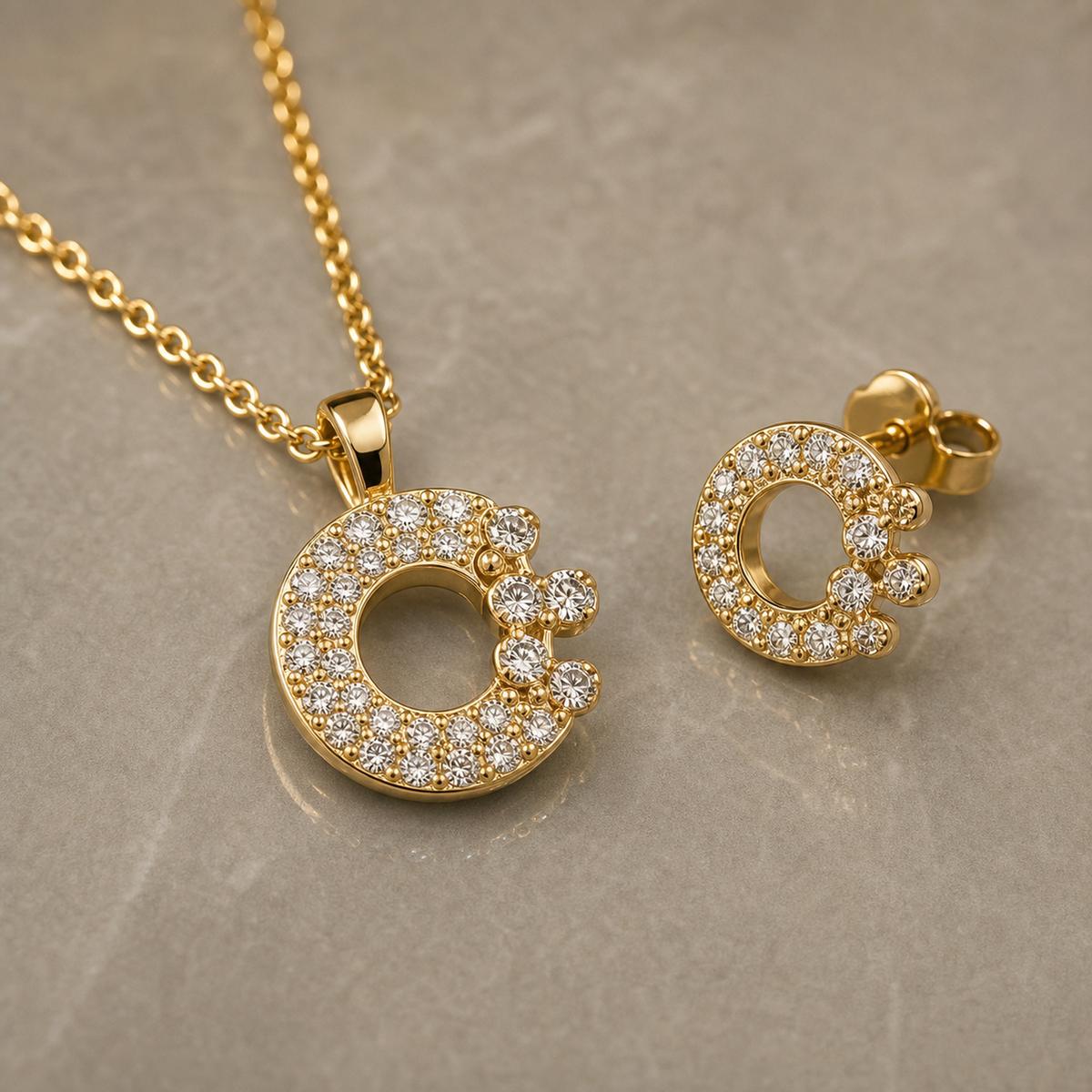 Golden Crescent Halo Jewellery Set product image 4