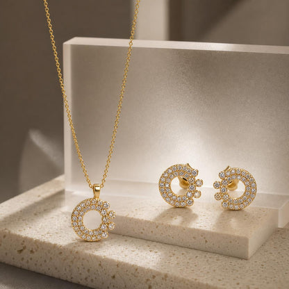 Golden Crescent Halo Jewellery Set product image 5