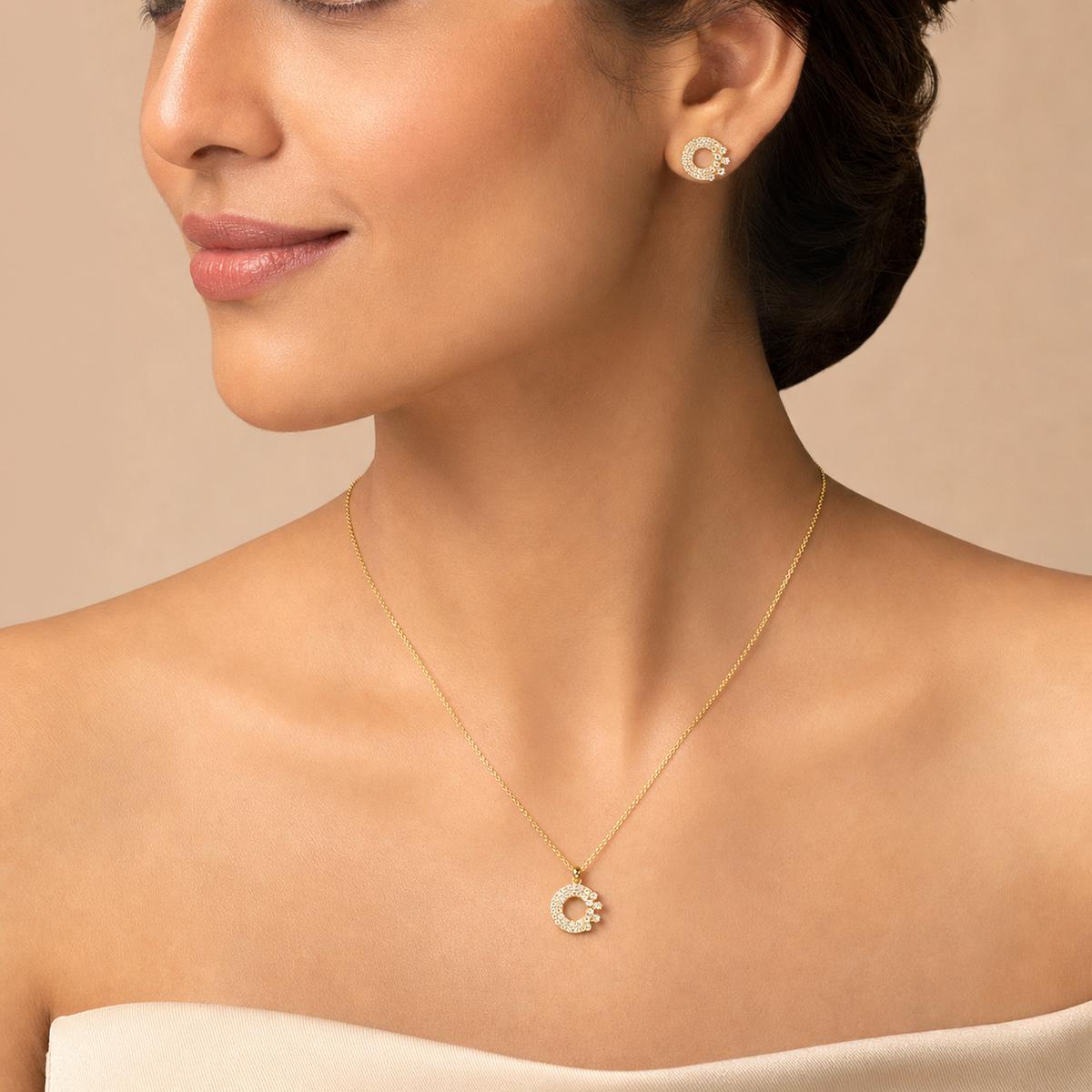 Golden Crescent Halo Jewellery Set product image 6