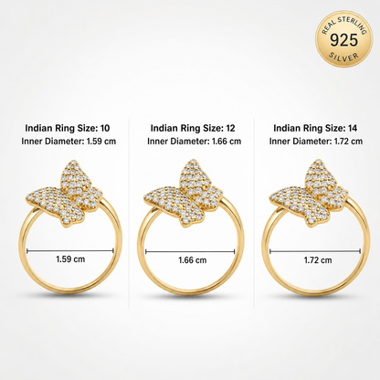 Golden Crystal Butterfly Ring