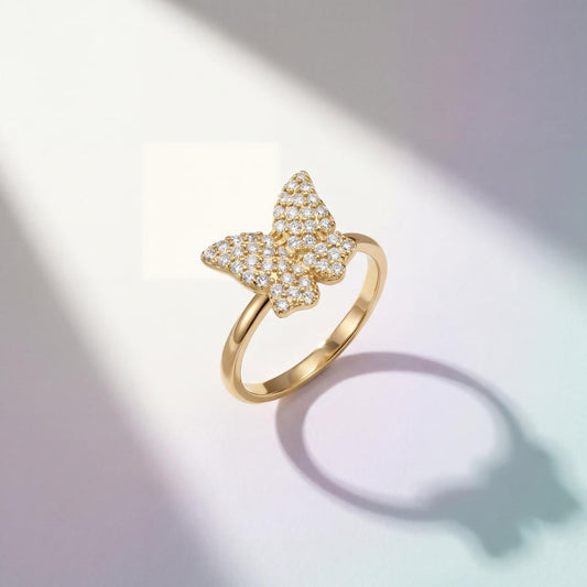 Golden Crystal Butterfly Ring product image 2