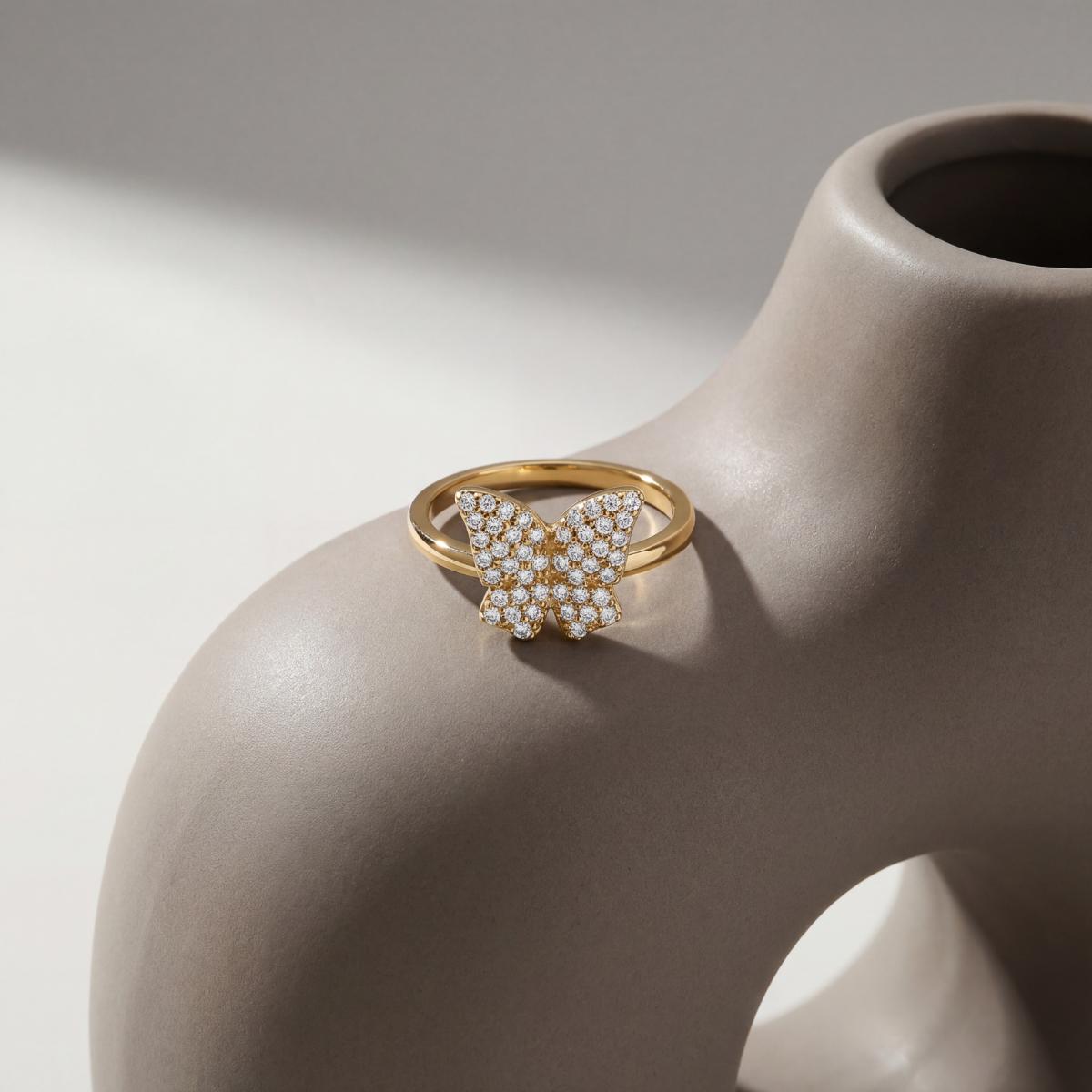 Golden Crystal Butterfly Ring product image 3