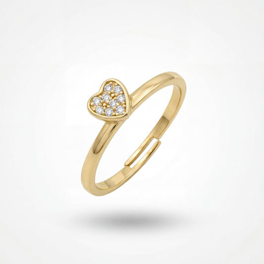Golden Adjustable Crystal Heart Ring product image 1