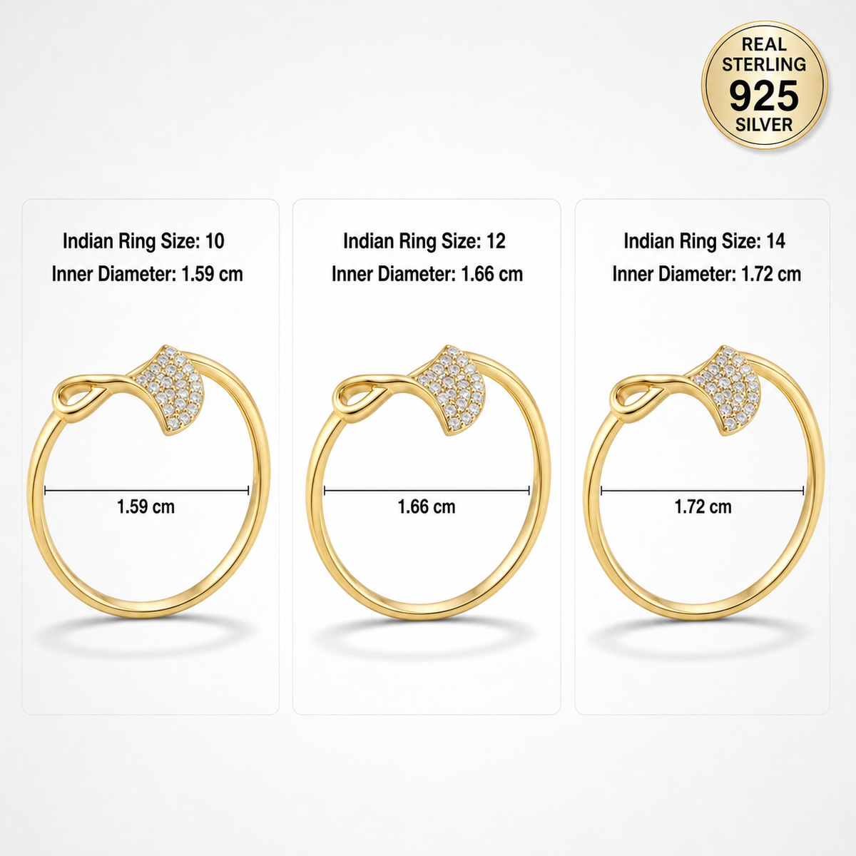 Golden Crystal Leaf Ring
