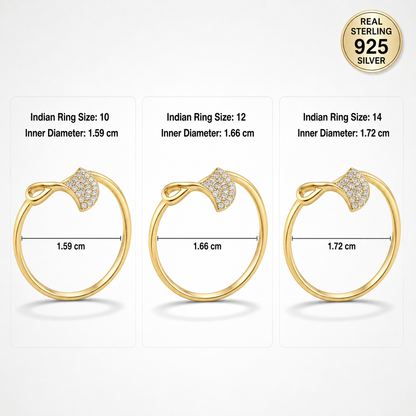 Golden Crystal Leaf Ring