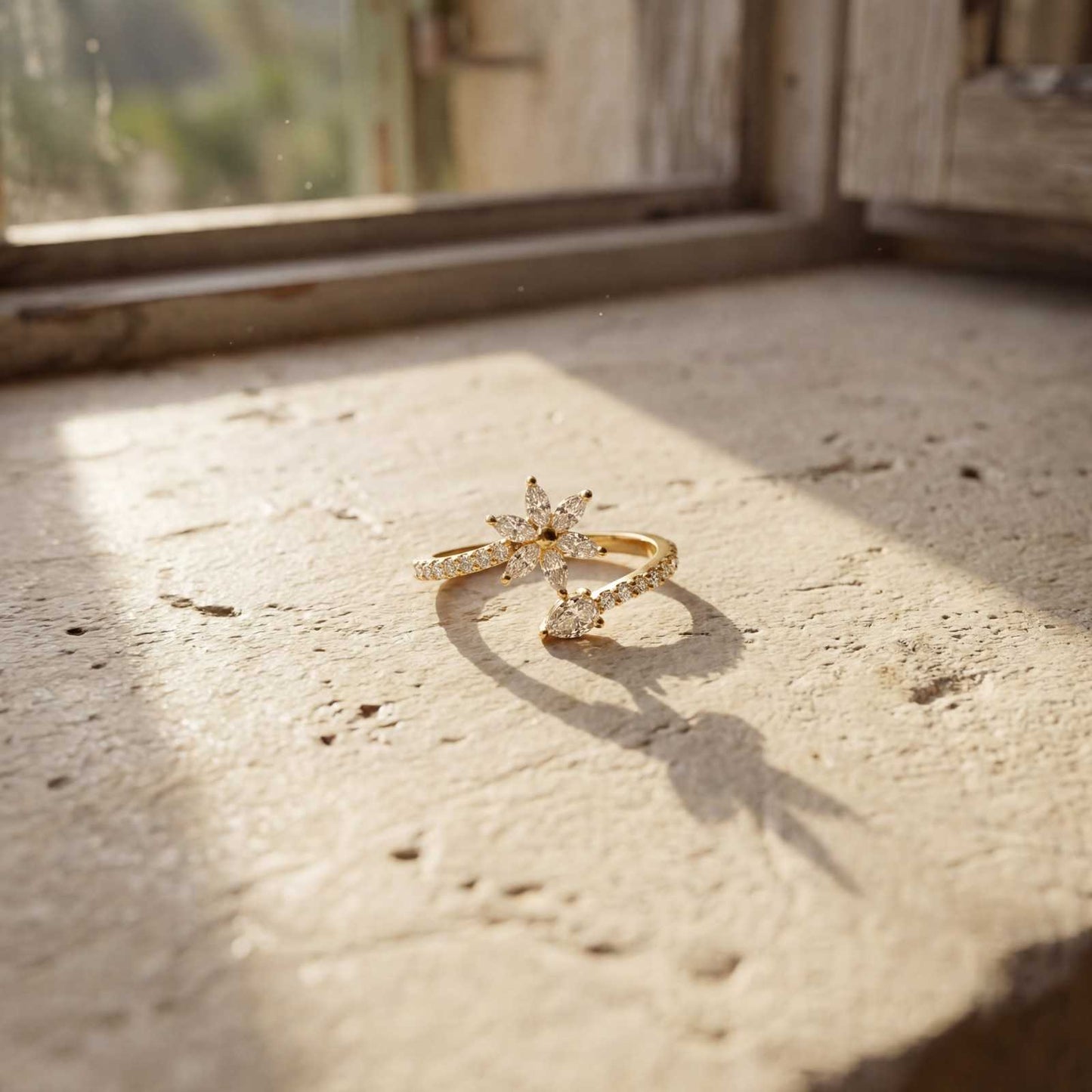 Golden Adjustable Daisy Bloom Ring product image 5
