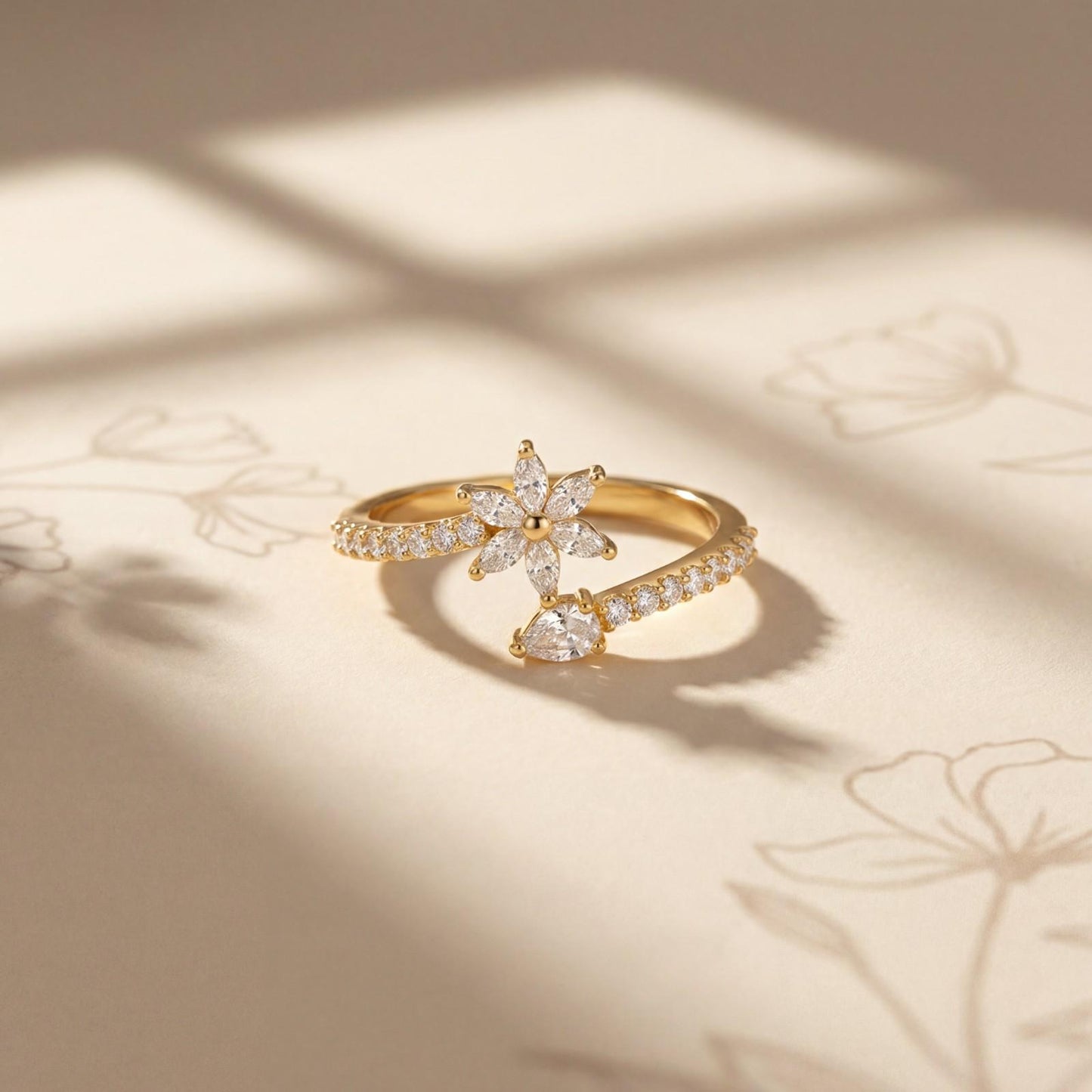 Golden Adjustable Daisy Bloom Ring product image 2