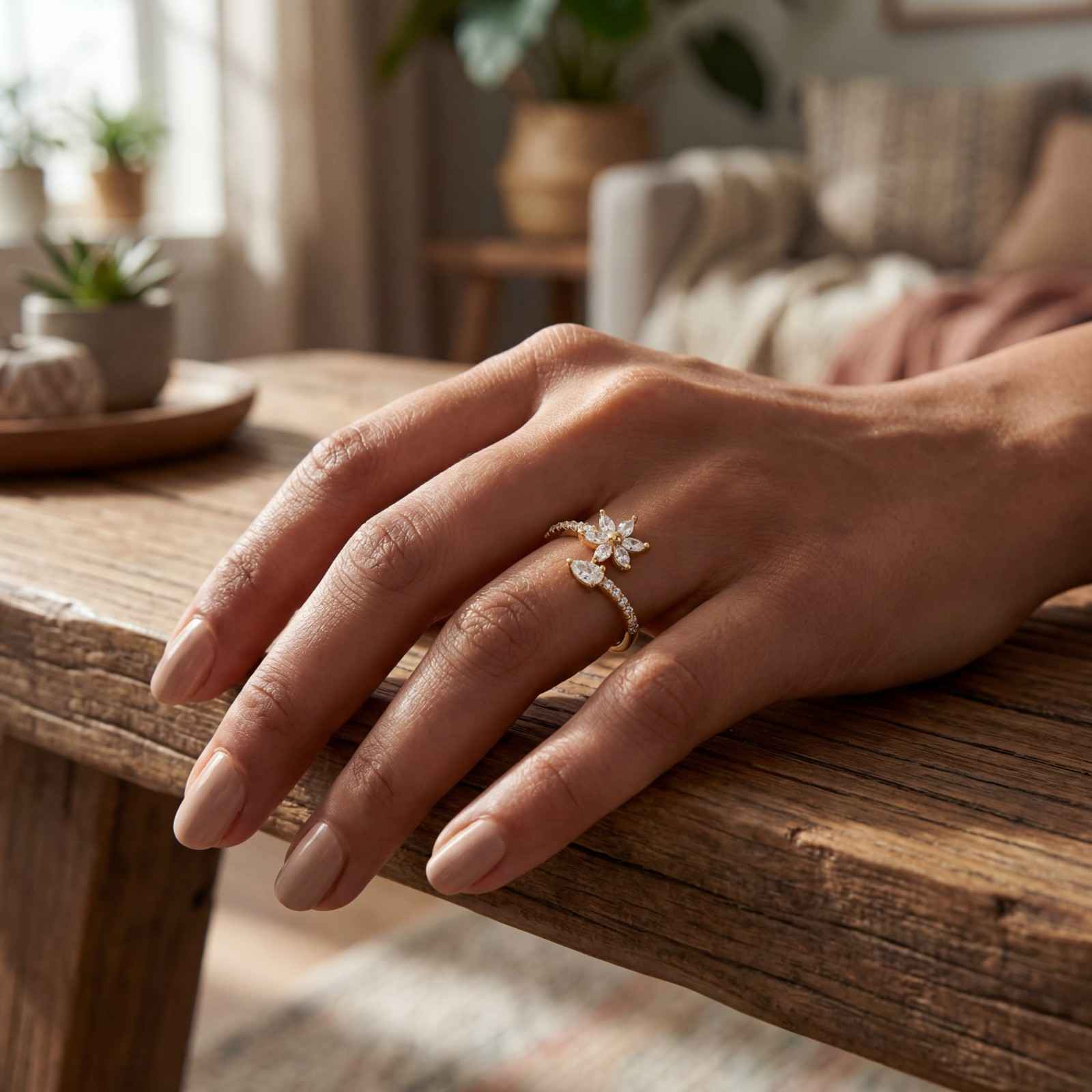 Golden Adjustable Daisy Bloom Ring product image 3