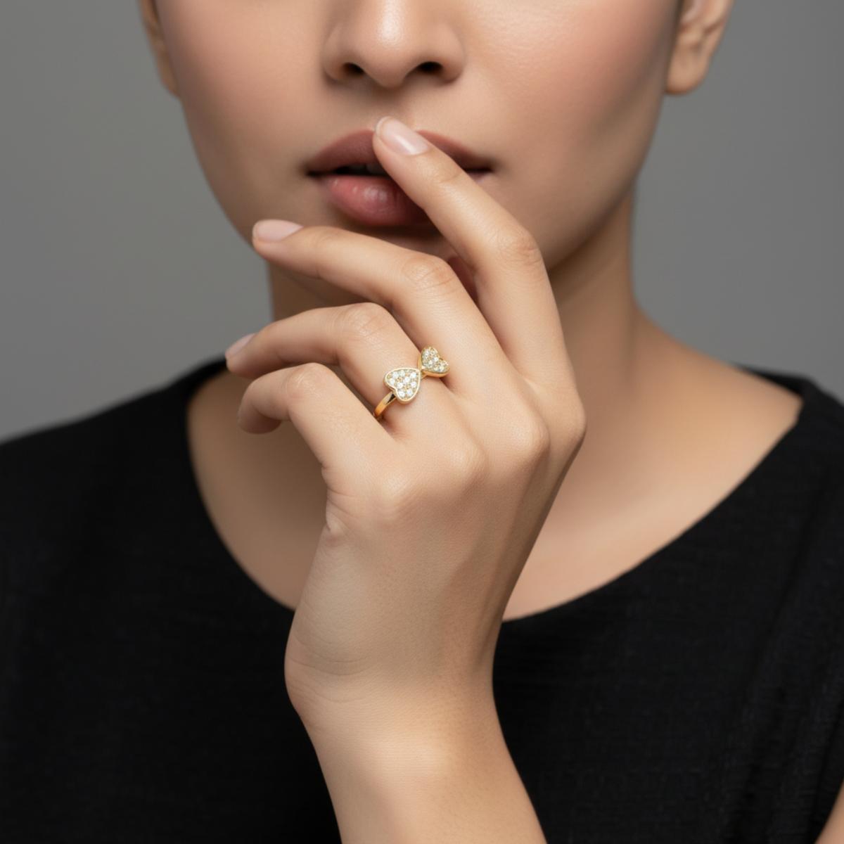 Golden Adjustable Double Love Ring product image 7