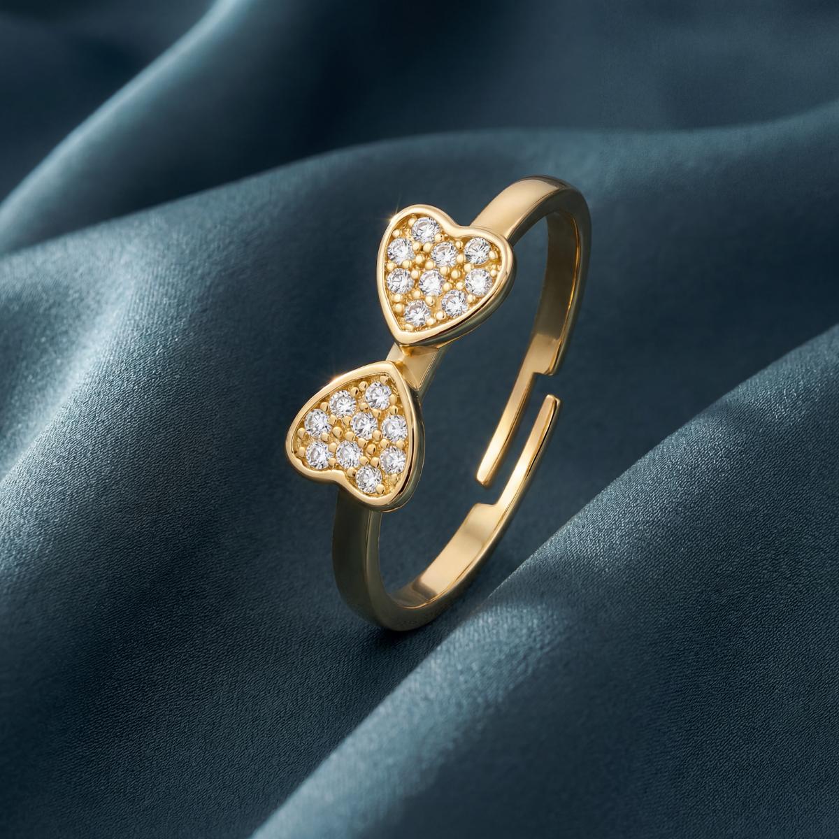 Golden Adjustable Double Love Ring product image 5