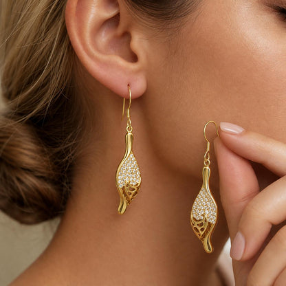 Golden Evara Filigree Leaf Earrings product image 7