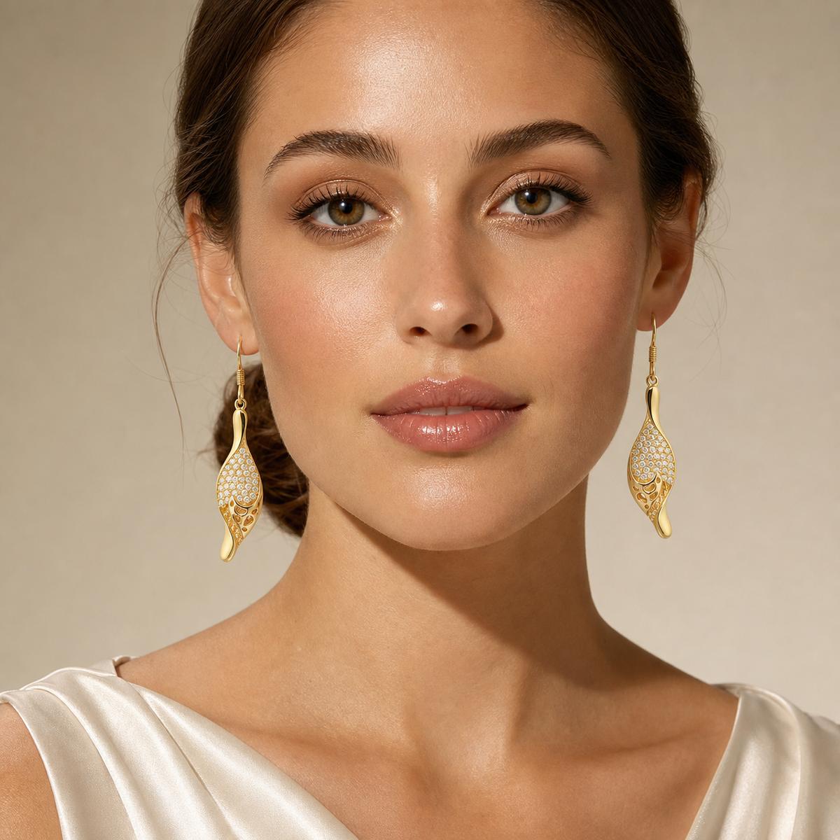Golden Evara Filigree Leaf Earrings product image 8