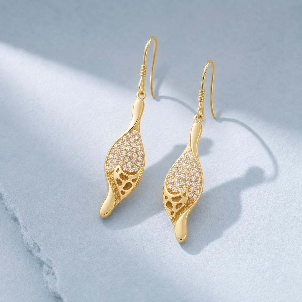 Golden Evara Filigree Leaf Earrings product image 5