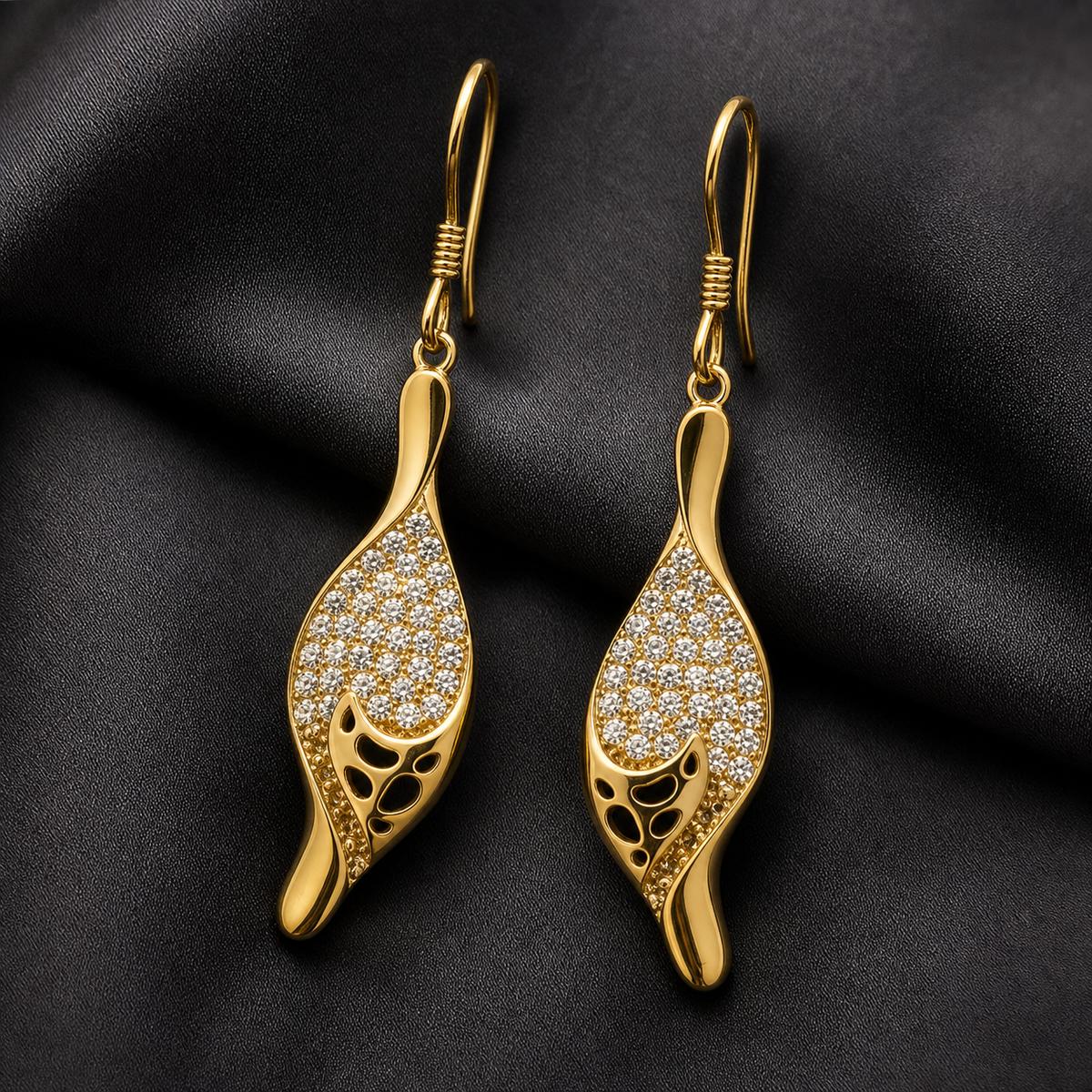 Golden Evara Filigree Leaf Earrings product image 6