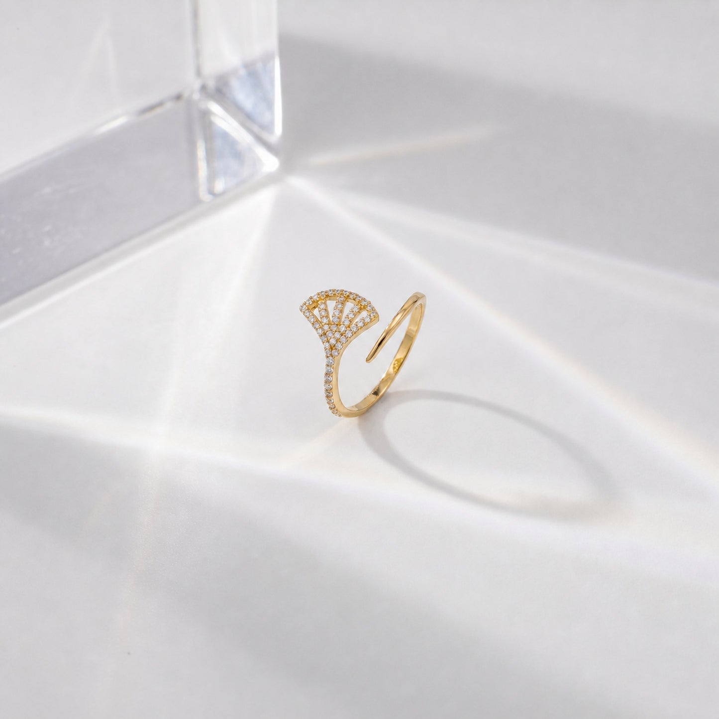 Golden Adjustable Fan Sparkle Ring product image 6